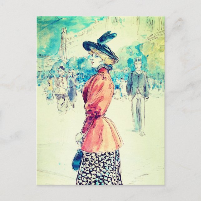 Postal Henry Somm - Elegante en un bulevar (Anverso)