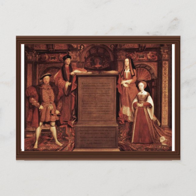 Postal Henry Vii, Elizabeth Of York, Henry Viii Y Jane (Anverso)