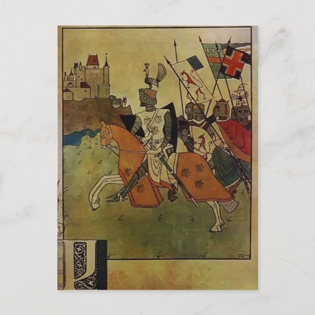 Postal Heorhiy Narbut-Ilustracion a la canción de Roland (Anverso)