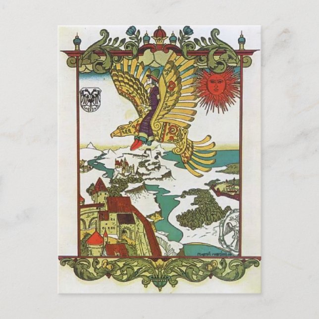 Postal Heorhiy Narbut - Ilustracion al 'águila de madera' (Anverso)
