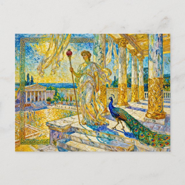 Postal Hera with Peacock and Pomegranate Scepter in Templ (Anverso)