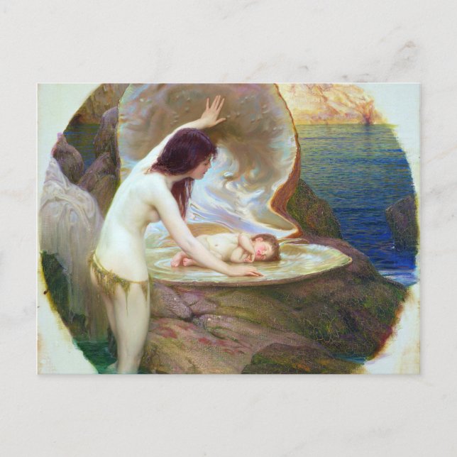 Postal Herbert James Draper - A Water Baby 1900 (Anverso)