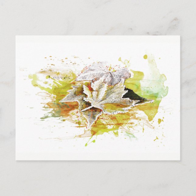 Postal Herbst, Invierno. Laub, Frost, Aquarell (Anverso)