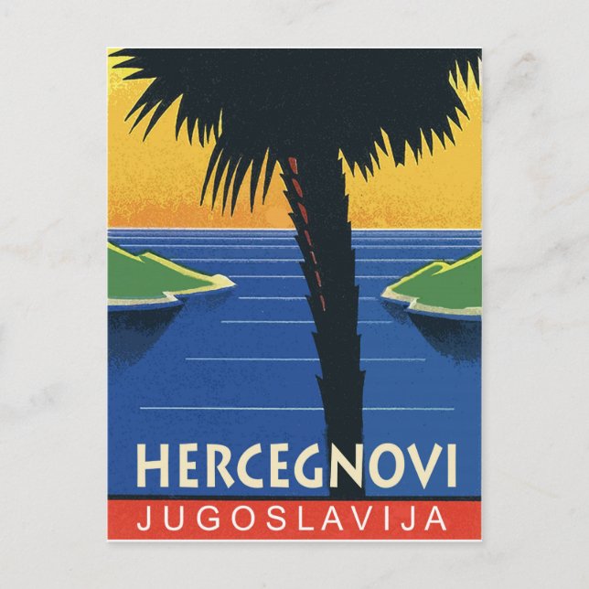 Postal Herceg Novi, Montenegro, Yugoslavia viaje vintage (Anverso)