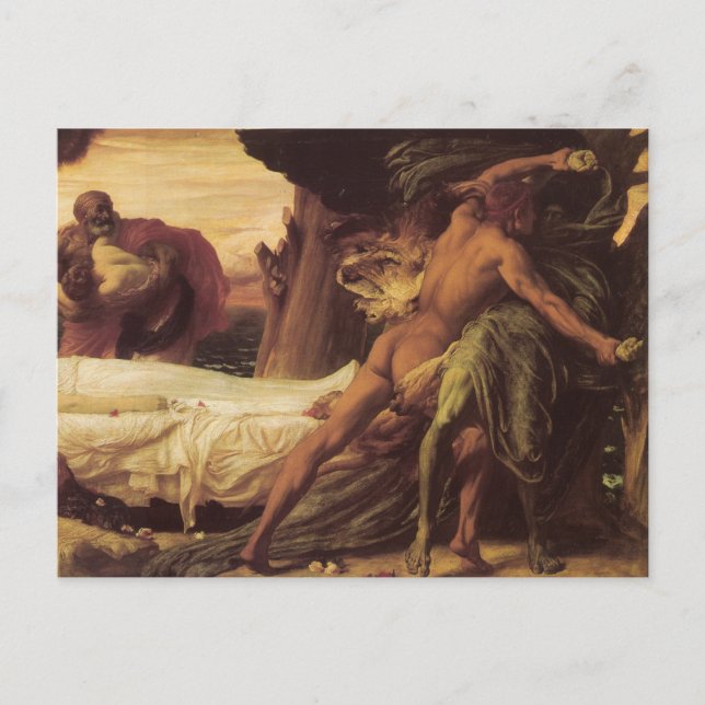 Postal Hércules luchando contra el león (Anverso)