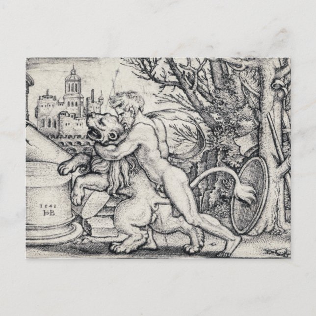 Postal Hércules Matando Al León Nemeo (Anverso)