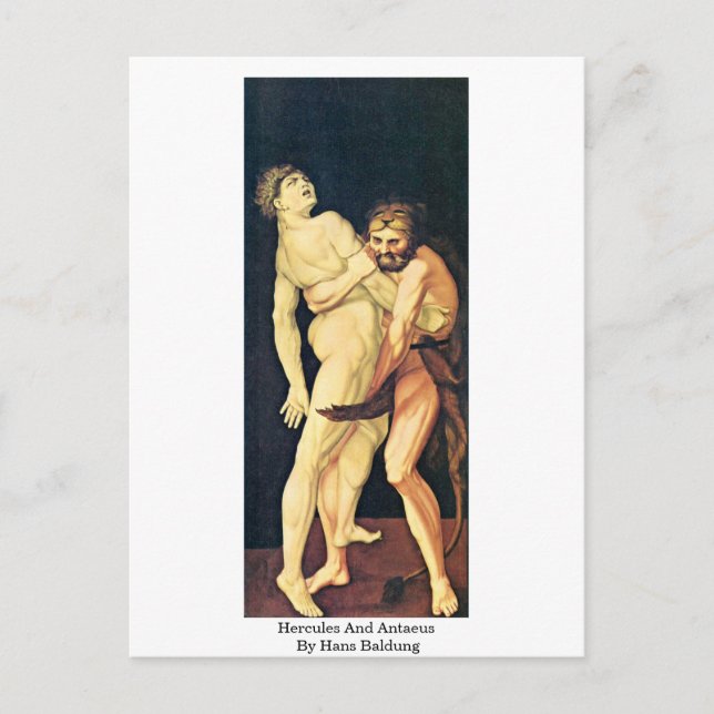 Postal Hércules Y Antaeus Por Hans Baldung (Anverso)