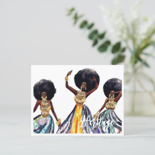 Postal Herencia Africana: Hermosas mujeres en joyas de or