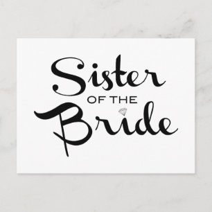 Postal Hermana de la novia negra en blanco