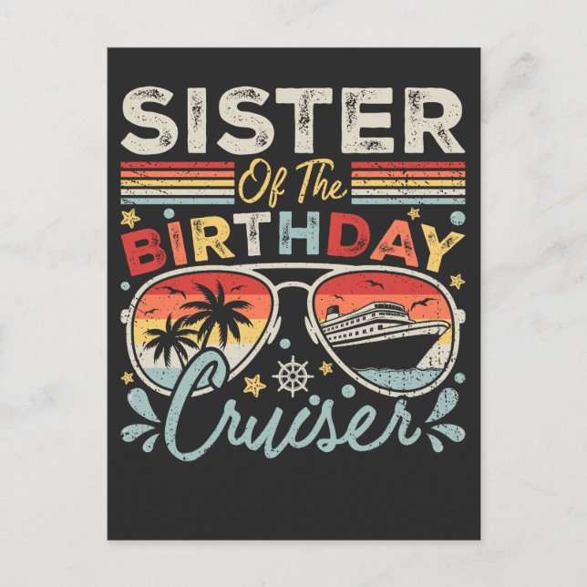 Postal Hermana de las vacaciones de crucero de cumpleaños (Anverso)