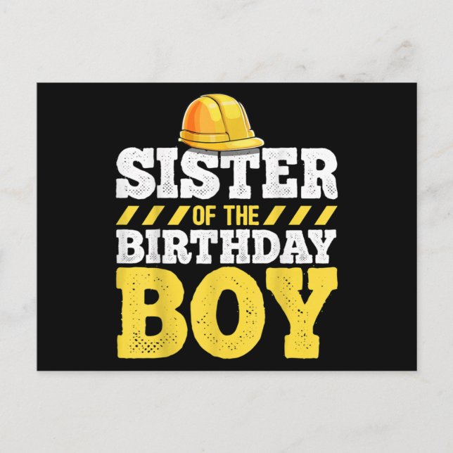 Postal Hermana del Cumpleañero Construcción Cumpleaños (Anverso)