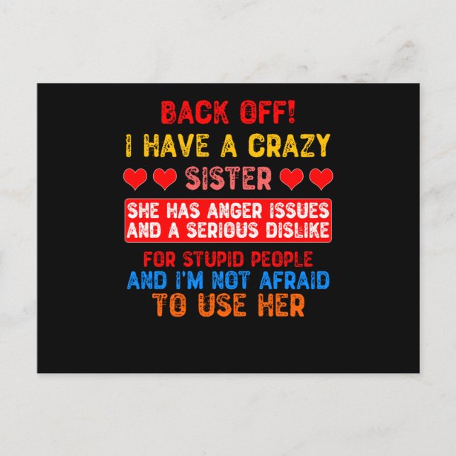 Postal Hermana divertida dice (Anverso)