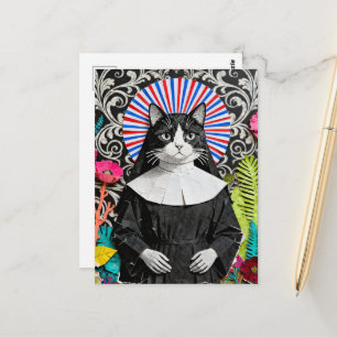 Postal Hermana Única Kitty la Monja Gato Collage