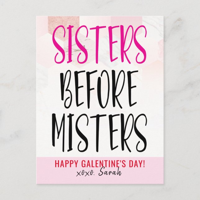 Postal Hermanas antes del Día del Señor Galentine (Anverso)