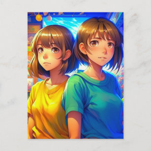 Postal Hermanas Gemelas   Chicas Anime