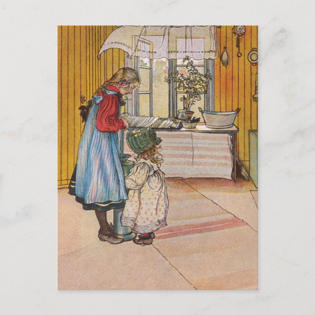 Postal Hermanas - Koket av Carl Larsson (Anverso)