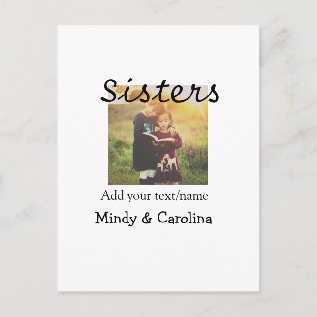 Postal Hermanas mejores amigas BFF agregar foto nombre tí (Anverso)