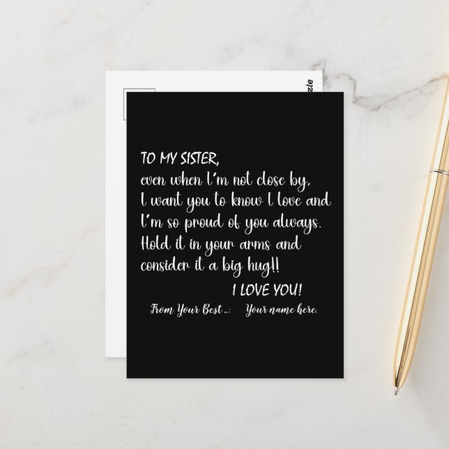 Postal Hermanas Personalizadas Para Mi Hermana Te Quiero (Anverso/Reverso In Situ)