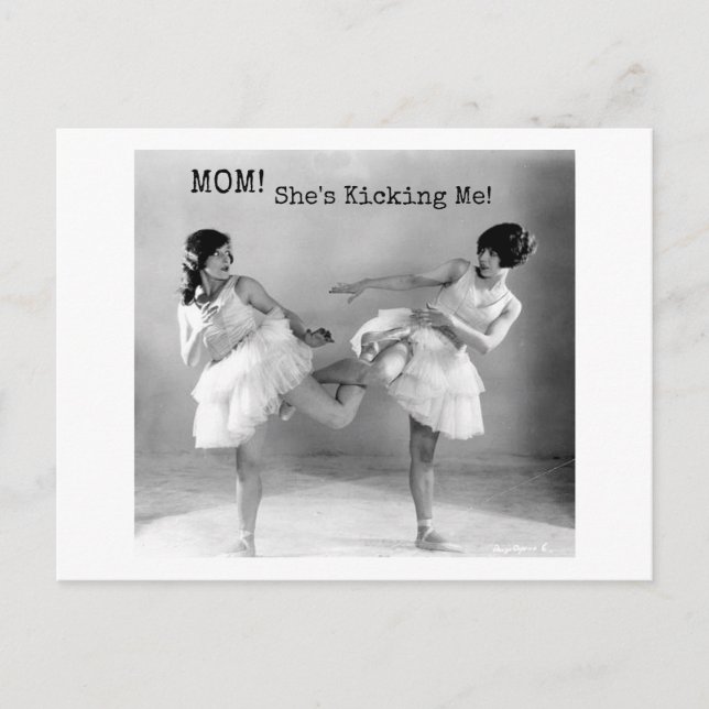 Postal Hermanas ventilares divertidas me patean la danza (Anverso)