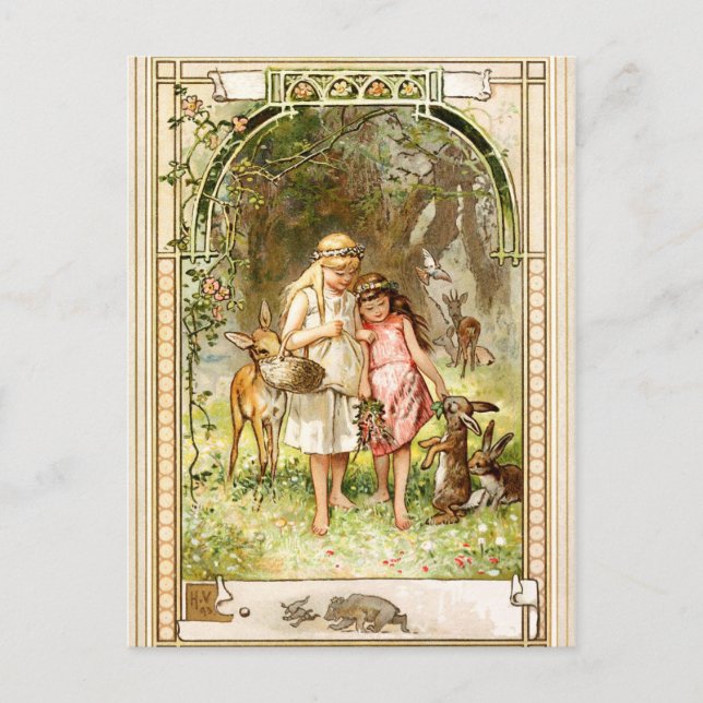 Postal Hermann Vogel - Blancanieves y Rojo Rosa (Anverso)