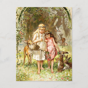 Postal Hermann Vogel - Blancanieves y Rojo Rosa