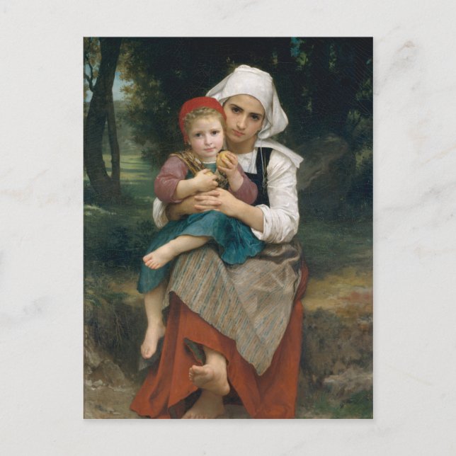 Postal Hermano bretón y hermana - William Bouguereau (Anverso)