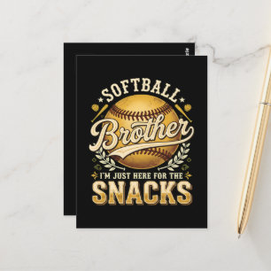 Postal Hermano de Sóftbol Divertido Snacks Deportes