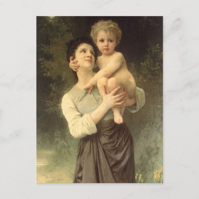 Postal Hermano y hermana de William Adolphe Bouguereau (Anverso)