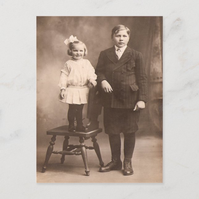Postal Hermano y Hermana Vintage (Anverso)