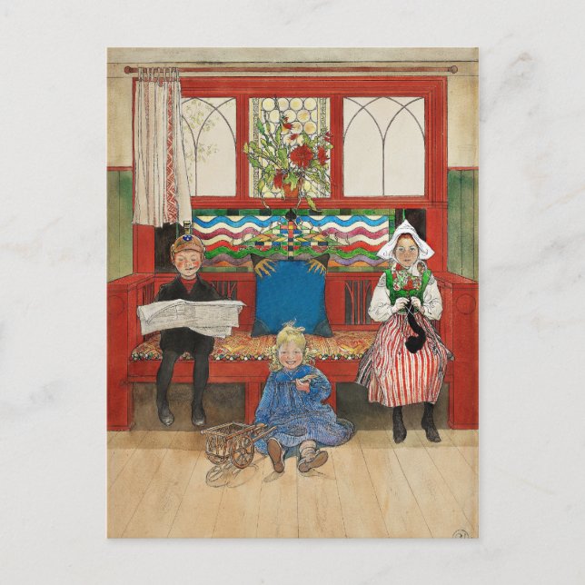 Postal Hermano y hermanas tocan a mamá y papá (Anverso)