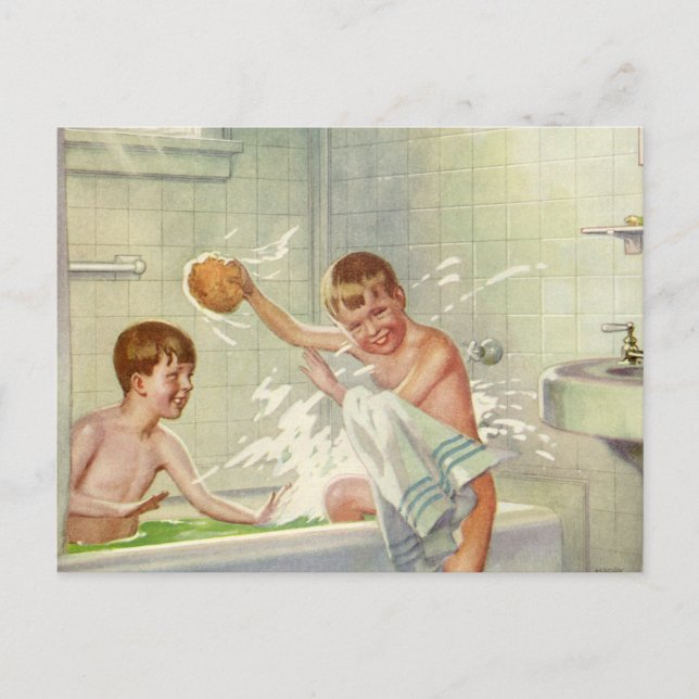 Postal Hermanos, niños y niños de la época, chisporrotean (Anverso)