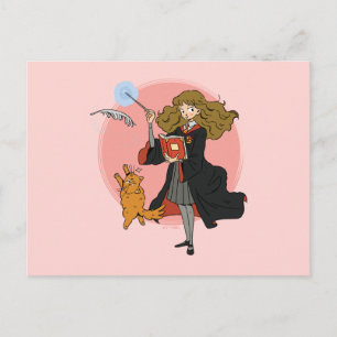Postal Hermione y Crookshanks Wingardium Leviosa