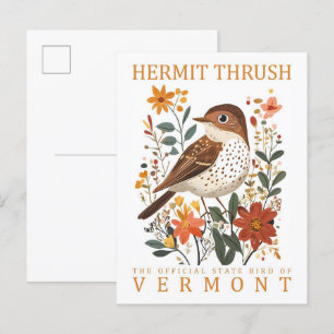 Postal Hermit Thrush Bird of Vermont Travel
