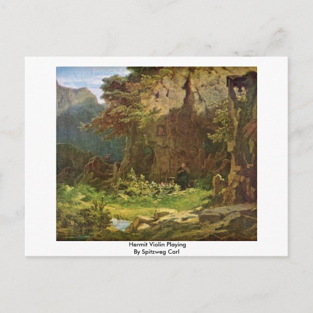 Postal Hermit Violin Jugando Por Spitzweg Carl (Anverso)