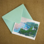 Postal Hermosa acuarela de las islas del Atlántico<br><div class="desc">Disfrute de la impresionante belleza de las Azores con nuestra impresionante postal con vistas a la costa. Este producto de personalizable cuenta con aguas azules, exuberante vegetación y espectaculares costas, esta obra de arte paisajista de las islas atlánticas de las Azores es un gran recuerdo y una idea de regalo...</div>