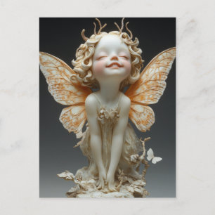 Postal Hermosa Antena Hada Alas de encaje Mariposas