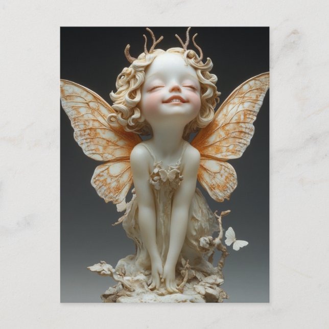 Postal Hermosa Antena Hada Alas de encaje Mariposas (Anverso)