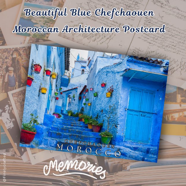 Postal Hermosa arquitectura azul chefchaouen marroquí (Subido por el creador)