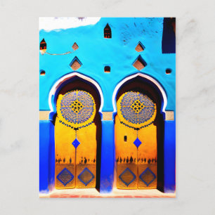 Postal Hermosa arquitectura de puertas de medina marroquí