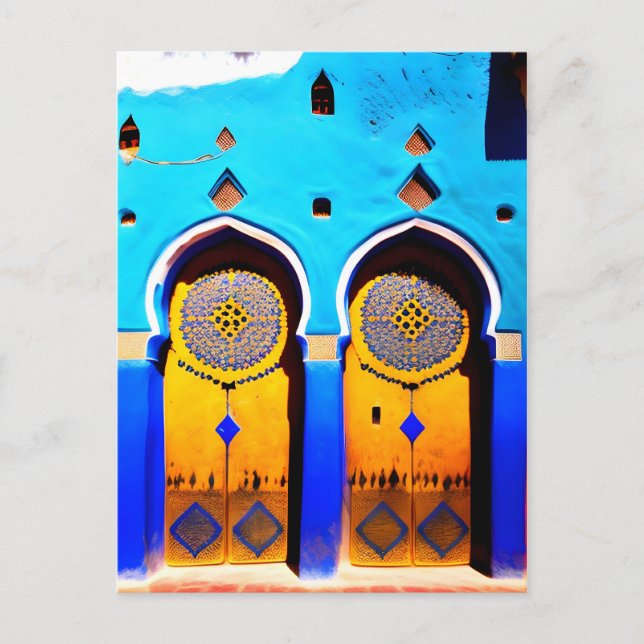 Postal Hermosa arquitectura de puertas de medina marroquí (Anverso)