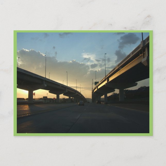 Postal Hermosa Autopista Omaha Con Dos Puentes Laterales  (Anverso)