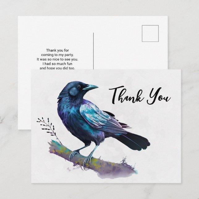 Postal Hermosa avenida en una rama de árbol gracias (Anverso / Reverso)