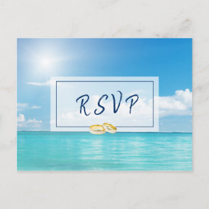Postal Hermosa caligrafía de RSVP Wedding Beach 5.º sui
