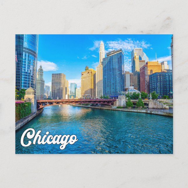 Postal Hermosa Ciudad De Chicago, Illinois, Estados Unido (Anverso)