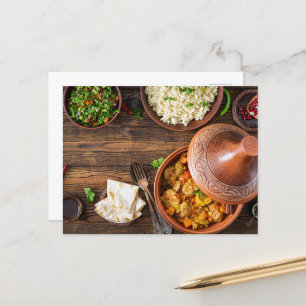 Postal Hermosa comida marroquí tayika en Marruecos