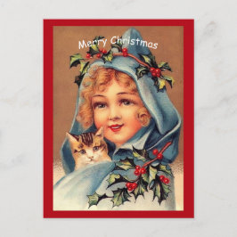 Postal Hermosa copia de Navidad Vintage de Little Girl & 
