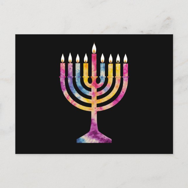 Postal Hermosa cosecha Hanukkah Menorah Feliz Hanukkah (Anverso)