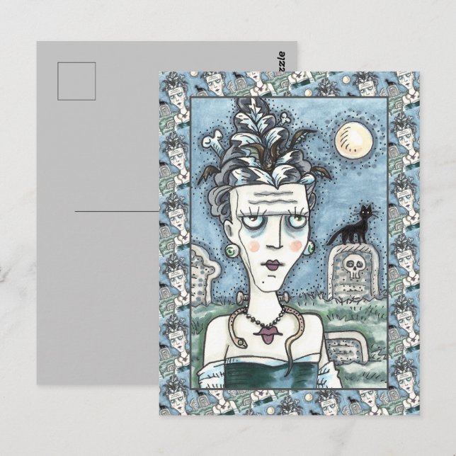 POSTAL HERMOSA CREEPY FRANKENELLA MONSTER, GRAVES, CAT (Anverso / Reverso)