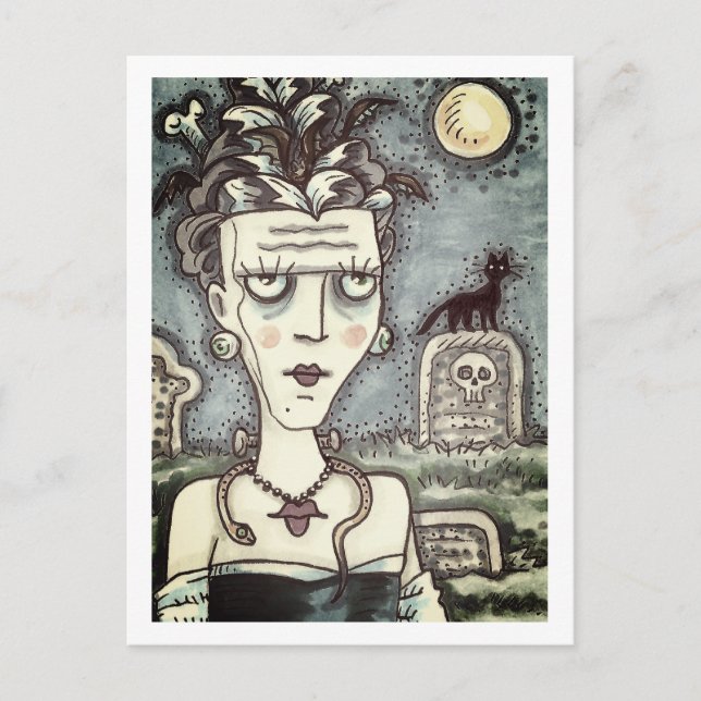 POSTAL HERMOSA CREEPY FRANKENELLA MONSTER, GRAVES, CAT (Anverso)