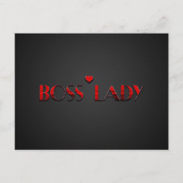 Postal Hermosa dama de jefe rojo escribe con carbono